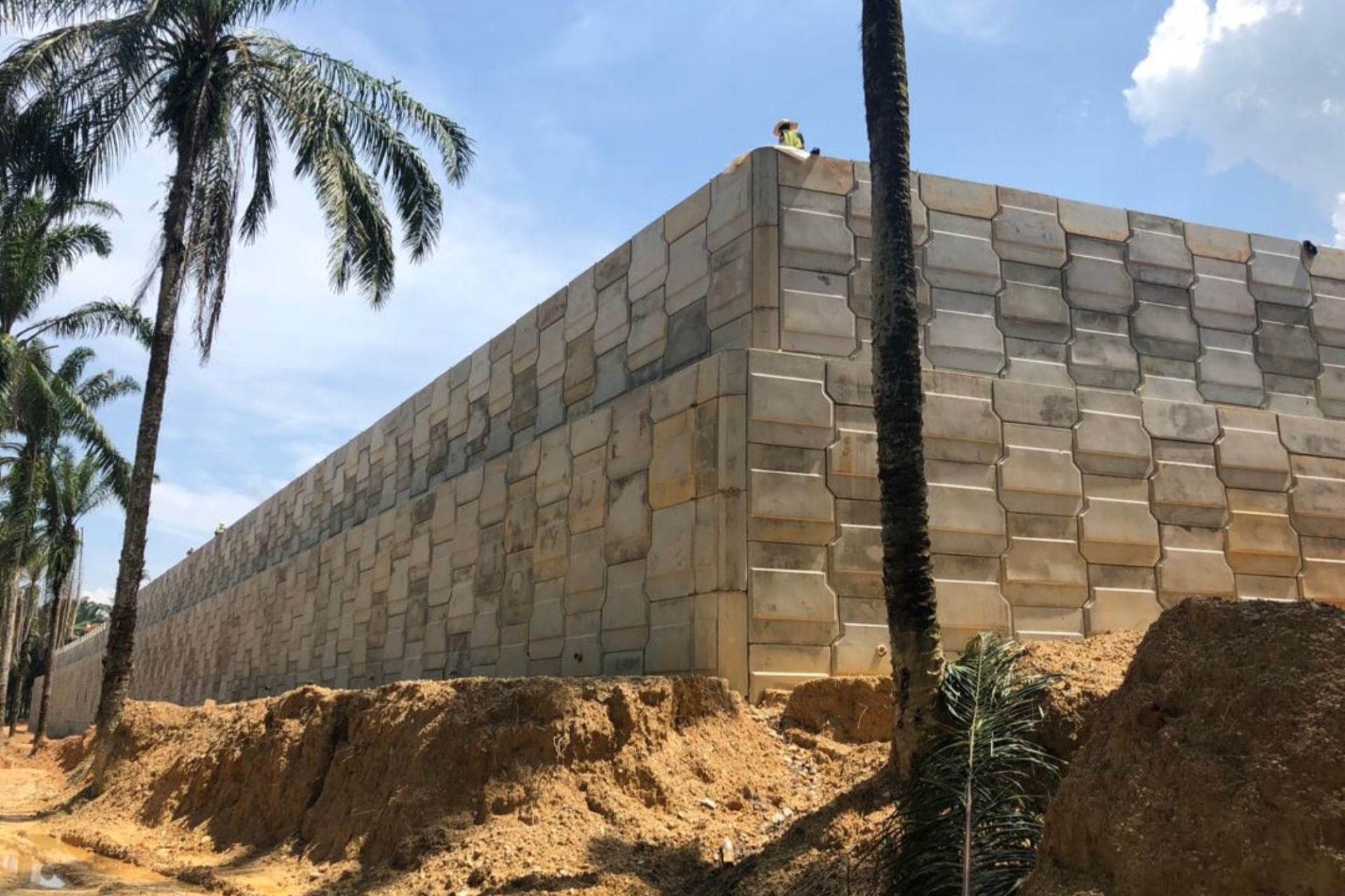 AnchorSOL MSE wall in service, showing precast facing panels